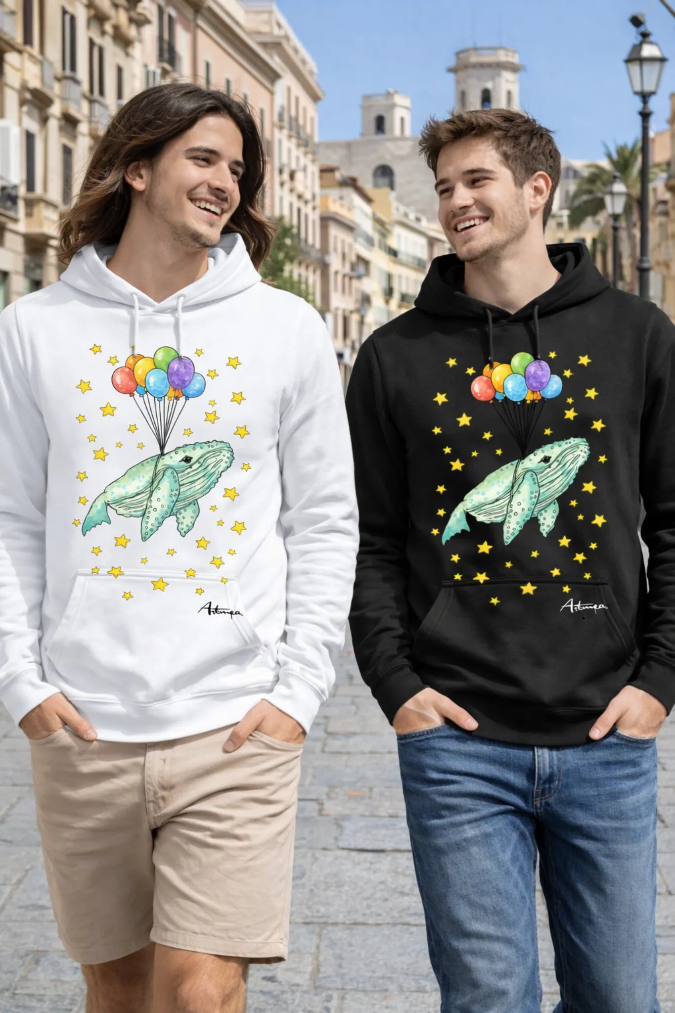 Felpa Balena Sospesa con Palloncini Artmea