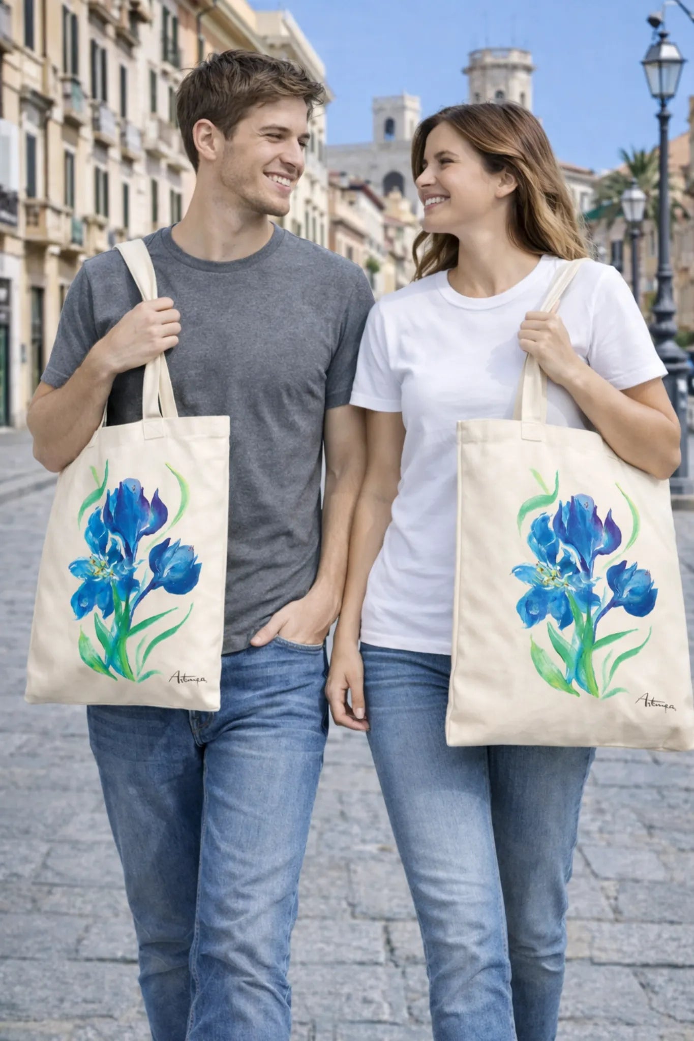 Shopping Bag Iris Blu Artmea