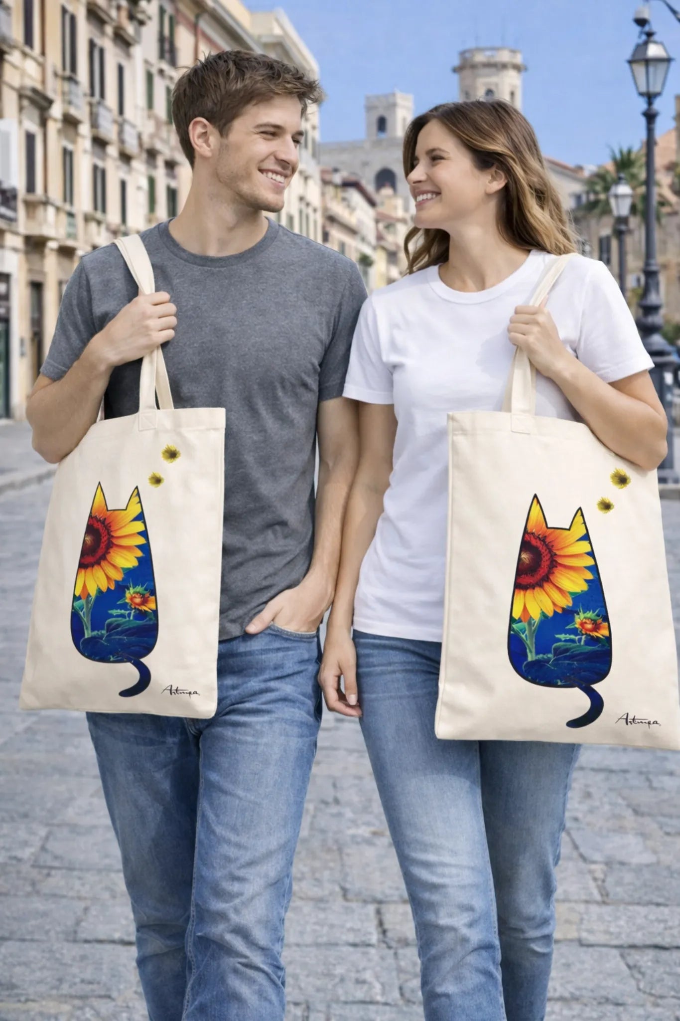 Shopping Bag Gatto Floreale Artmea