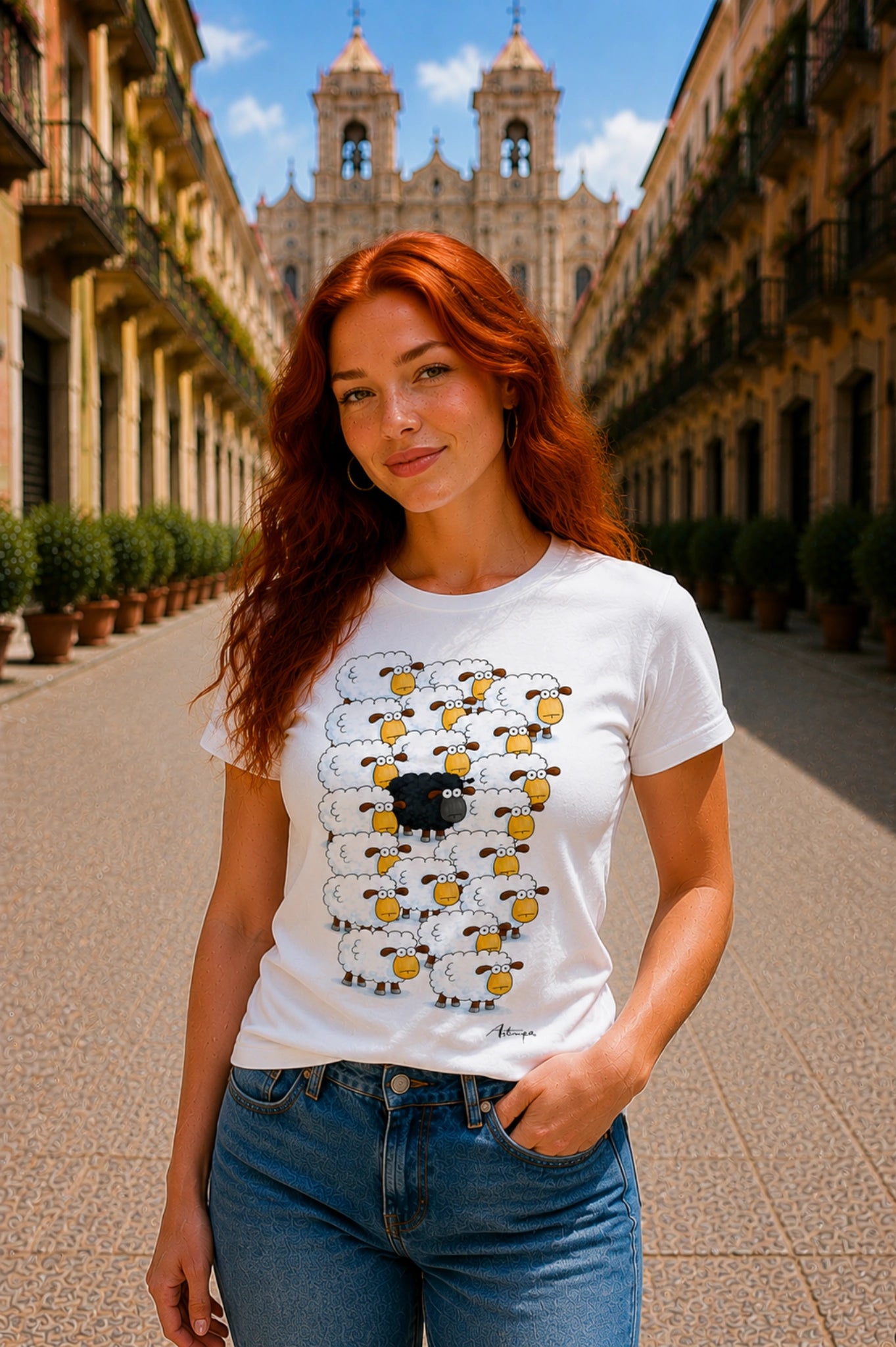 Pecora Nera con Gregge Donna