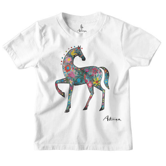 T-shirt Cavallo floreale Atmea bambini